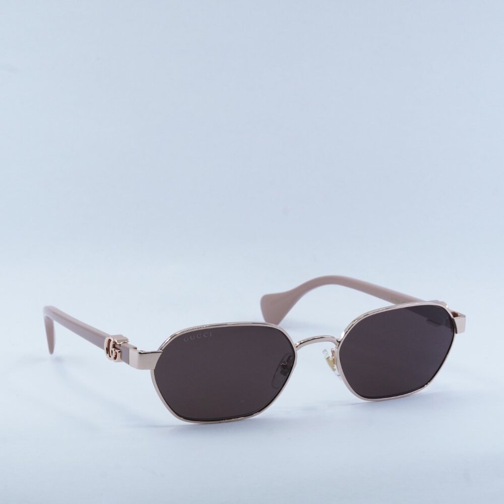 Gucci GG1593S 003 Sunglasses Rose Gold Oval Frame, Dark Violet Lenses